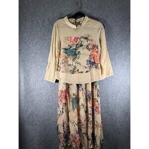 Pretty Angel Shirt Dress Women S Silk‎ Whimsy Goth Fairy  Artsy Floral Y2K A3
